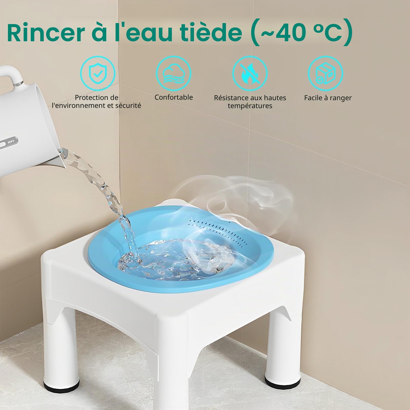 Bain d'assise pour hémorroïdes, siège de bain toilette post-partum | Siège avec support pratique pour soins intimes, grossesse et récupération après accouchement, adapté aux femmes et hommes