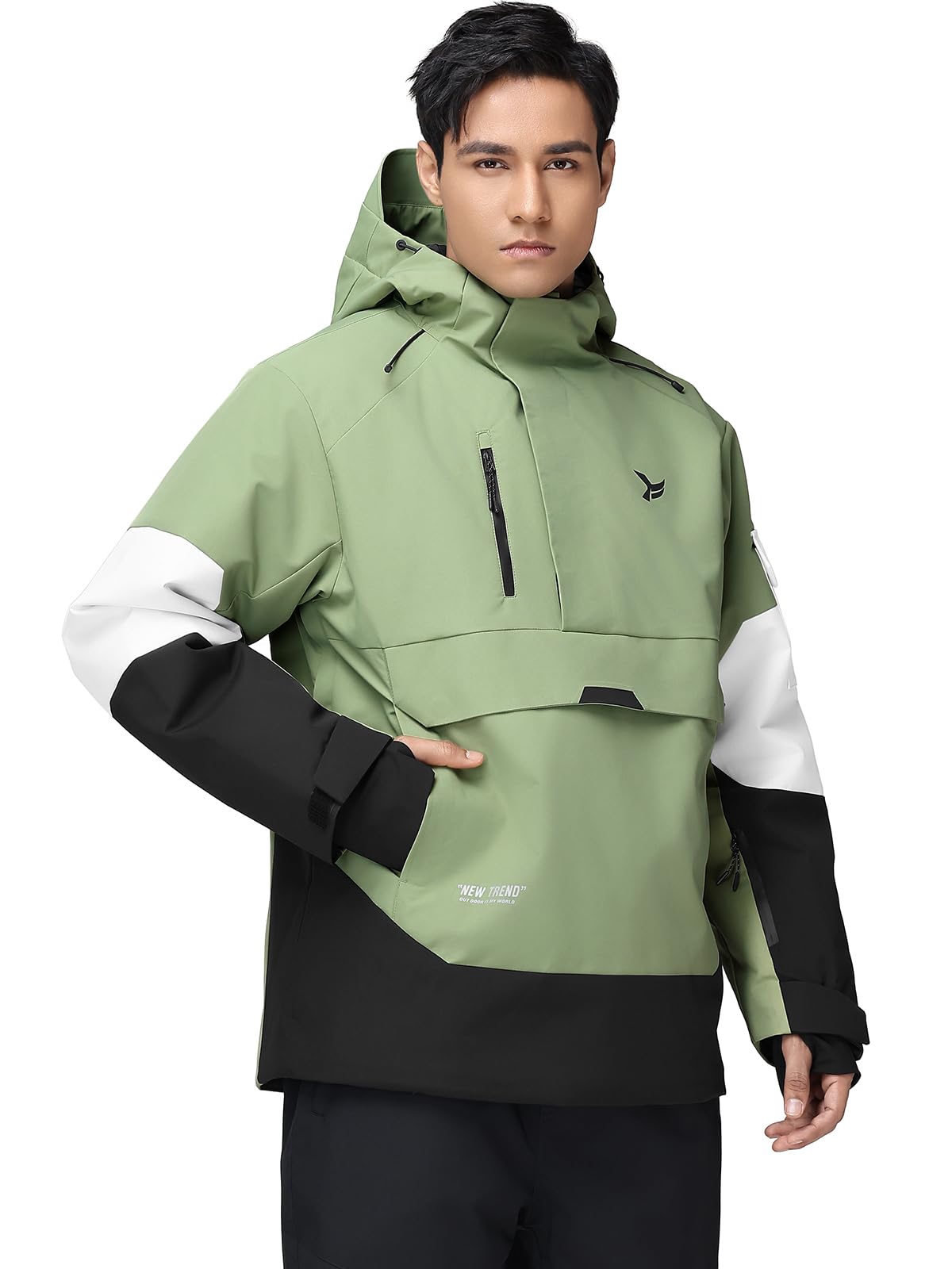 HOTIAN Giacca da sci da uomo calda impermeabile traspirante Sci Termici Giacca Multi-Tasche Adatto Per Sport Invernali E Attività Outdoor In Montagna Antivento con cappuccio rimovibile