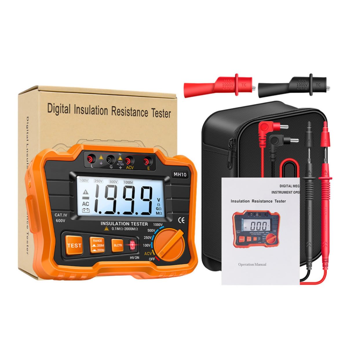 Medidor de Aislamiento Profesional Pantalla Lcd, Fuerte Antiinterferencia, Salida Múltiple de Voltaje, para Mantenimiento y Reparación de Equipos Eléctricos