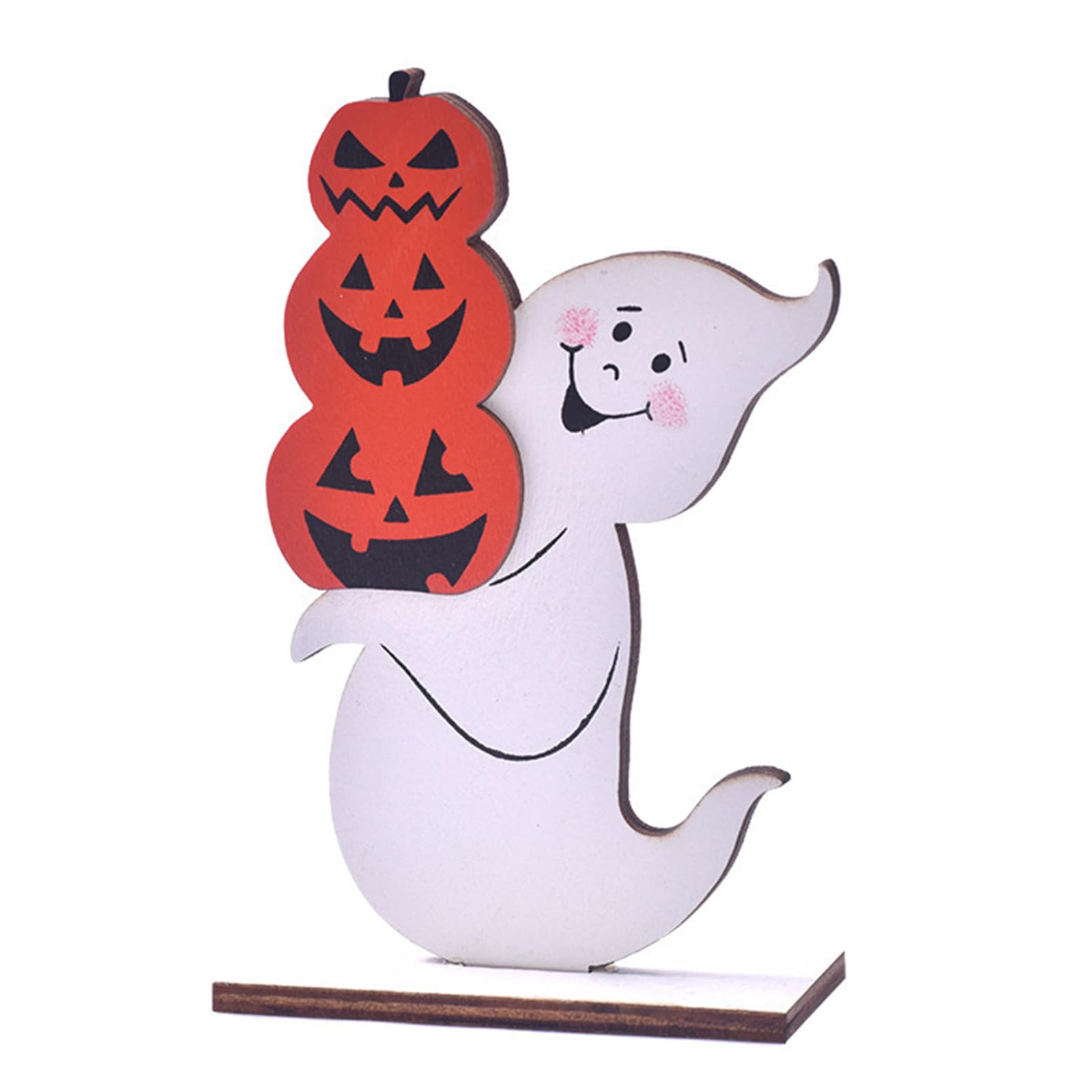 YROHGKPN Handcrafted Wooden Halloween Ornament with Natural Texture for Festival Tabletop Shelf Display Wood Party Supplies