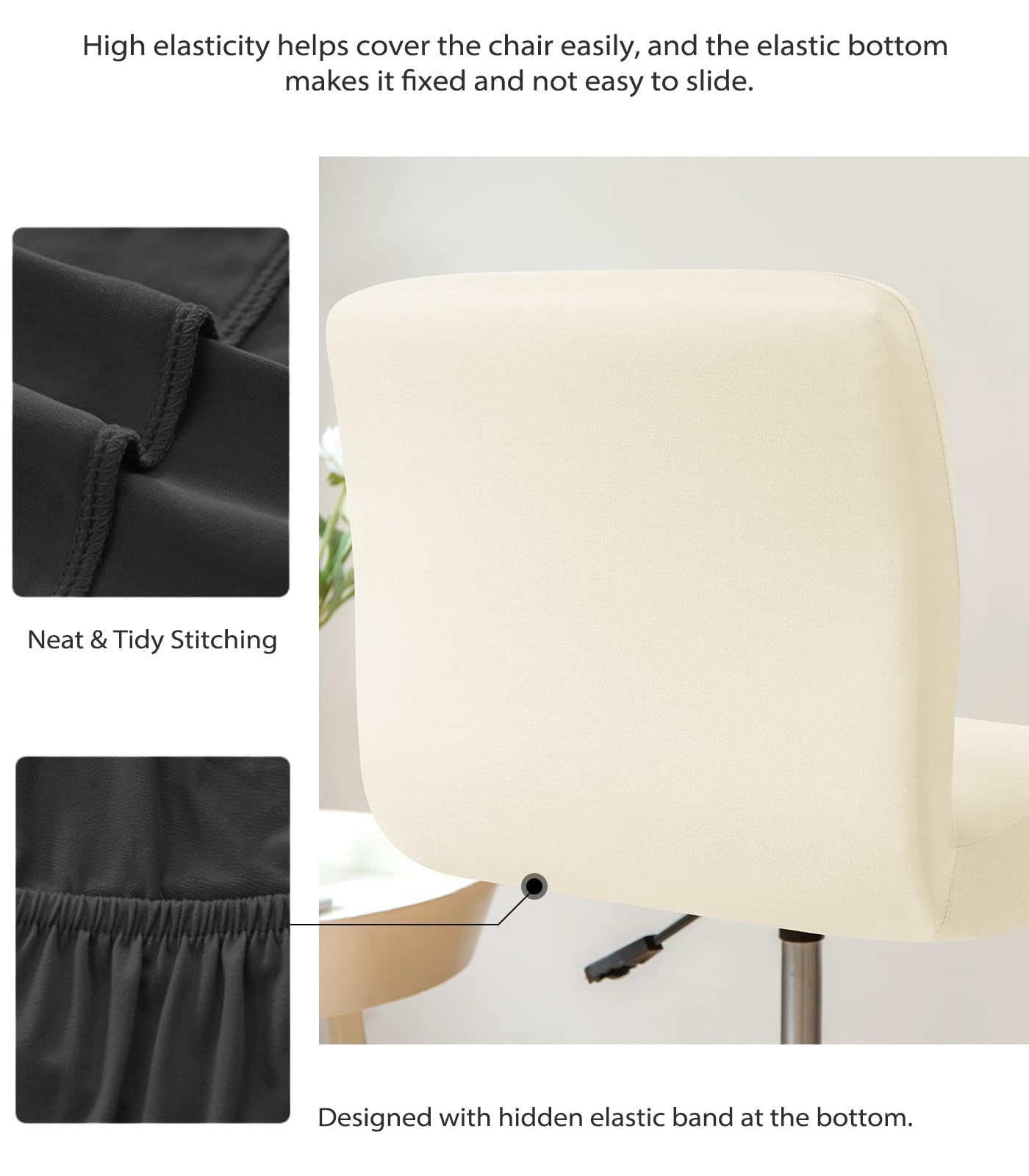Housses De Tabouret De Bar Extensibles - Lot De 4 - Taille Unique Pour Siège 35,6-50,8 Cm - Polyester Doux, Lavable Machine - Motif Noir Café/dessert - 11