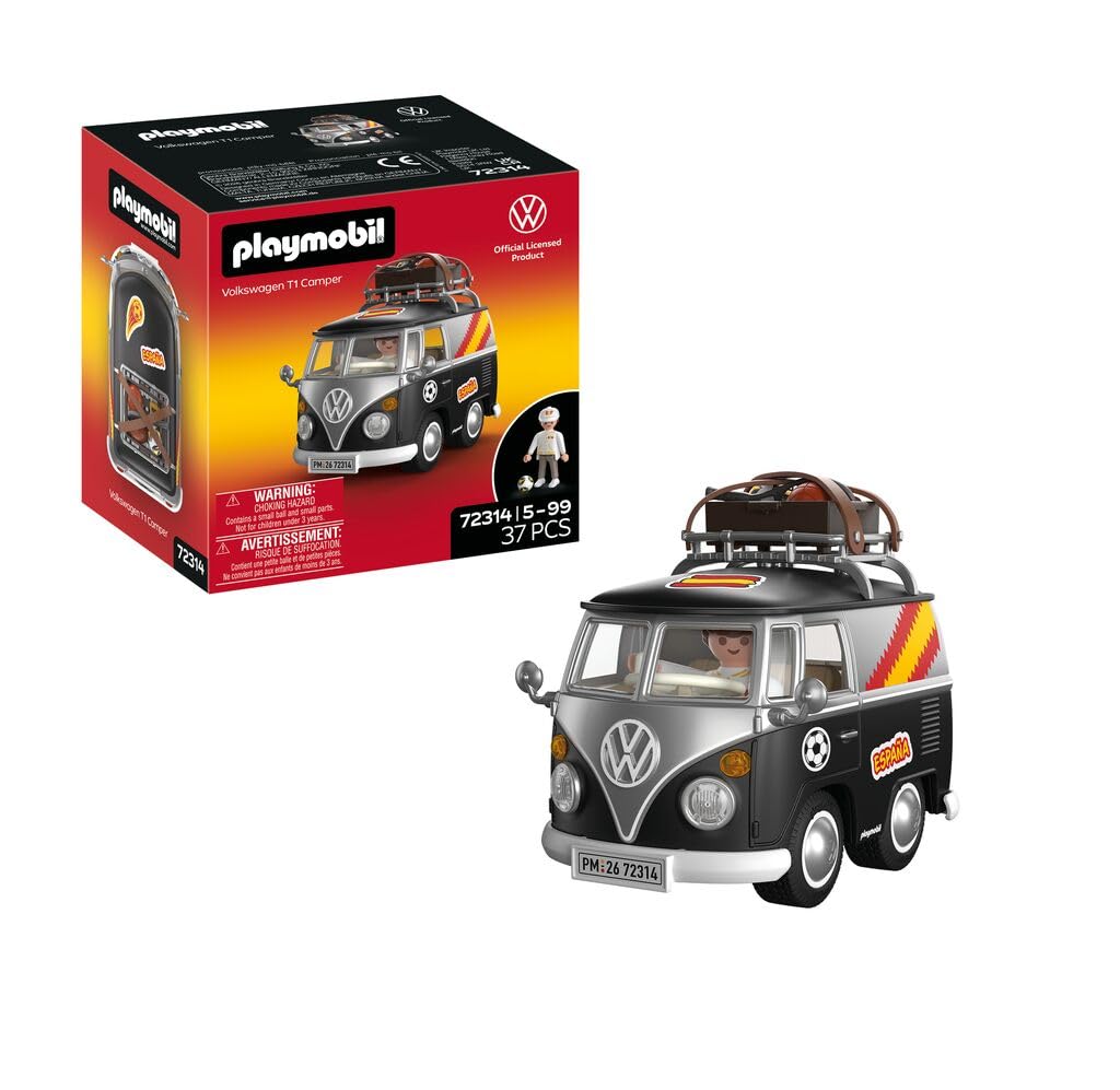 Playmobil Volkswagen T1 Camper ESP Edition–Kultiger Retro-Camper mit Sportausrüstung, Dachgepäckträger & Stickerbogen