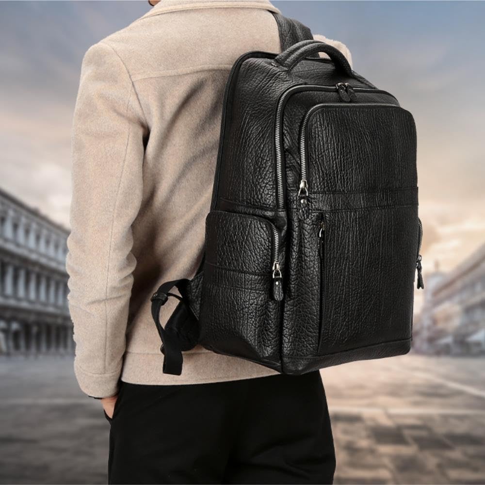 Sac à Dos en Cuir for Homme, Ordinateur Portable 15,6 Pouces, incurvé
