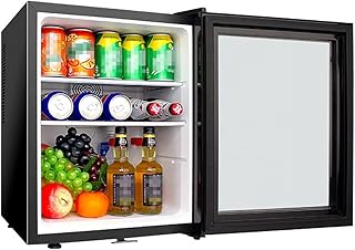 Réfrigérateur et glacière à boissons 40L,mini réfrigérateur avec verrouillage de sécurité pour enfants,mini glacière extérieure pour bureau ou bar avec étagères amovibles réglables,Transparent