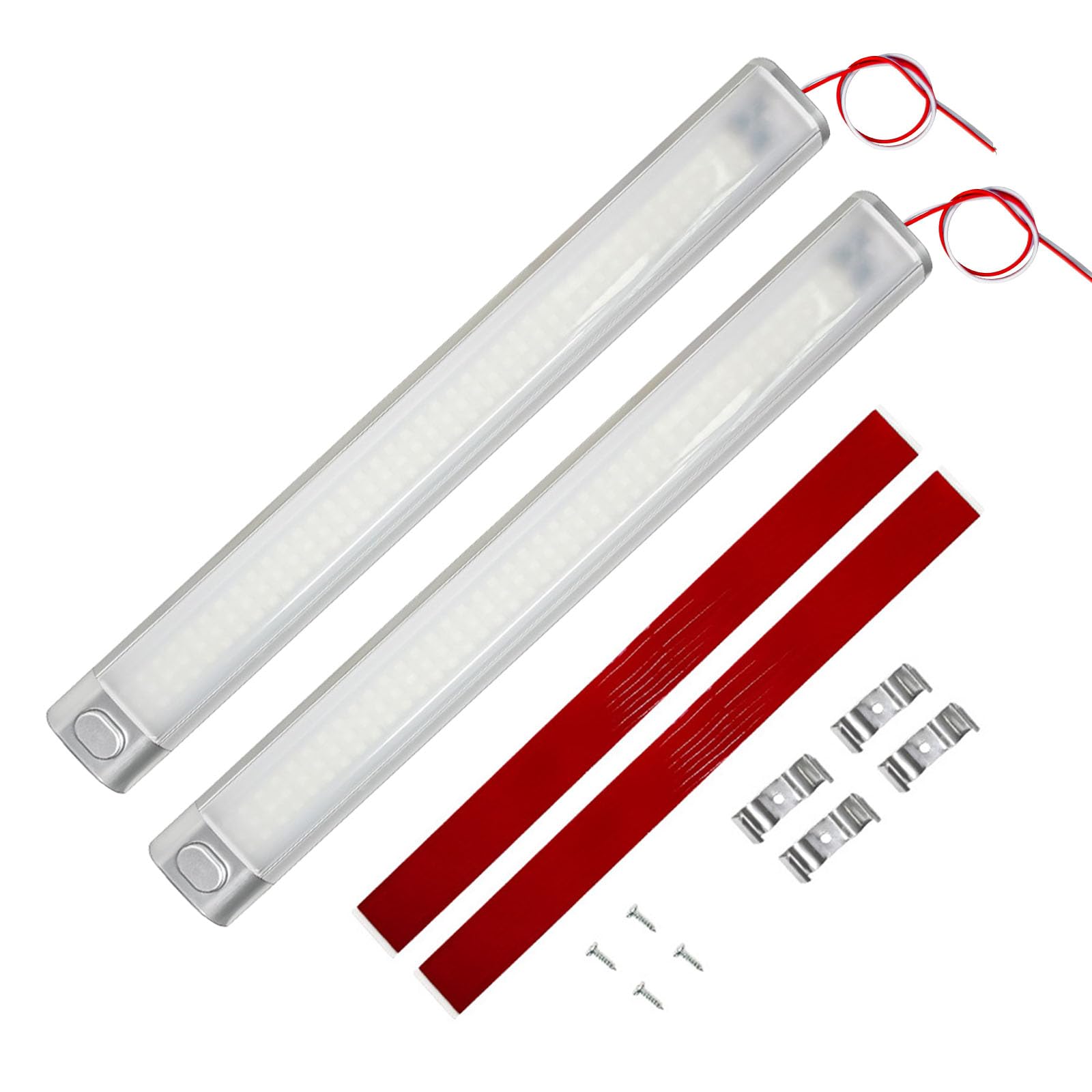 URAQT Barre De Lumière Intérieure à LED, 2PCS 12V Barre Lumineuse Intérieure 120LED Avec Interrupteur On/Off, Blanche Barre De Bande Lampe Pour Voiture/ Camion/Camping-Car/Bateau/Van (9-90V DC