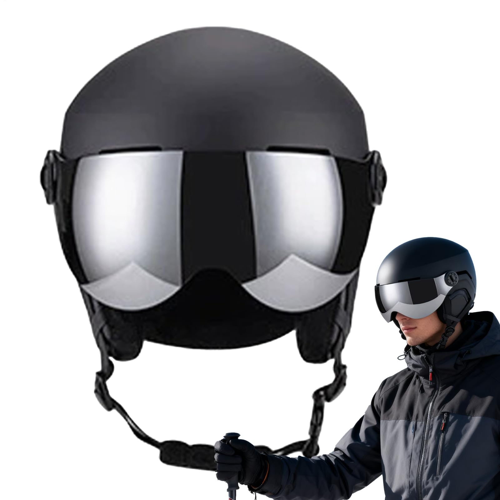 Ski Helmet - Warm Shockproof Hat with Goggles for Winter Safety, Outdoor Protective Snow Ski Helmet with Adjustable Fit, Accessory for Men Women Youth Adults Skiers Snowboarders Downhill