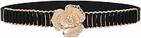 YooAi Women's Skinny Elastic Stretch Belt for Dresses - Thin Waist Cinch with Sparkly Rhinestone Flower Buckle
