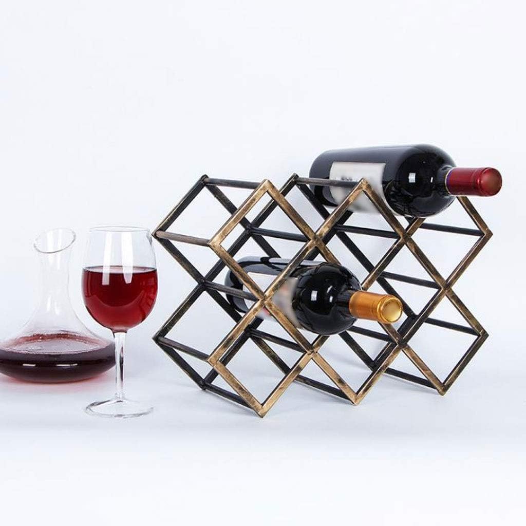 Upscale Bottle Wine Rack Metal 11 Bottles Capacity Free Standing Modern Minimalistic Design for Wine Lovers (Color : B) for Restaurant Bar Party