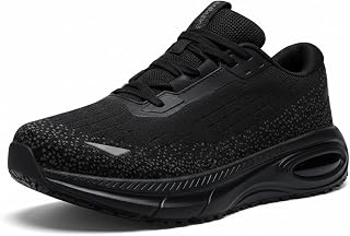Men's Wide Width Non Slip Work Shoes, Air Cushion Lightweight Wide Toe Box Sneakers Water&Oil Resistant, Breathable Arch Support Food Service Chef Kitchen