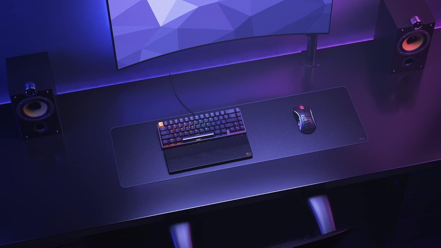 Glorious Large Extended Gaming Mouse Pad/Mat - Stealth Edition - Long Black Cloth Mousepad, Stitched Edges | 11"x36" (G-E-Stealth)