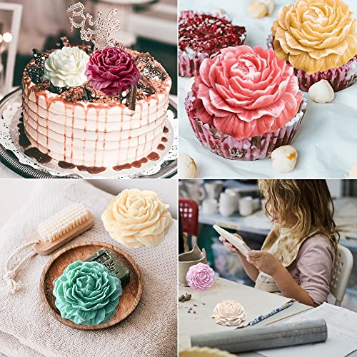 2Pcs Peony Flower Silicone Soap Molds 3D Resin Candle Molds Flower Fondant Silicone Mold For Handmade Cake Decoration Cupcake Jelly Candy Chocolate Epoxy Casting Resin Craft #TOP4