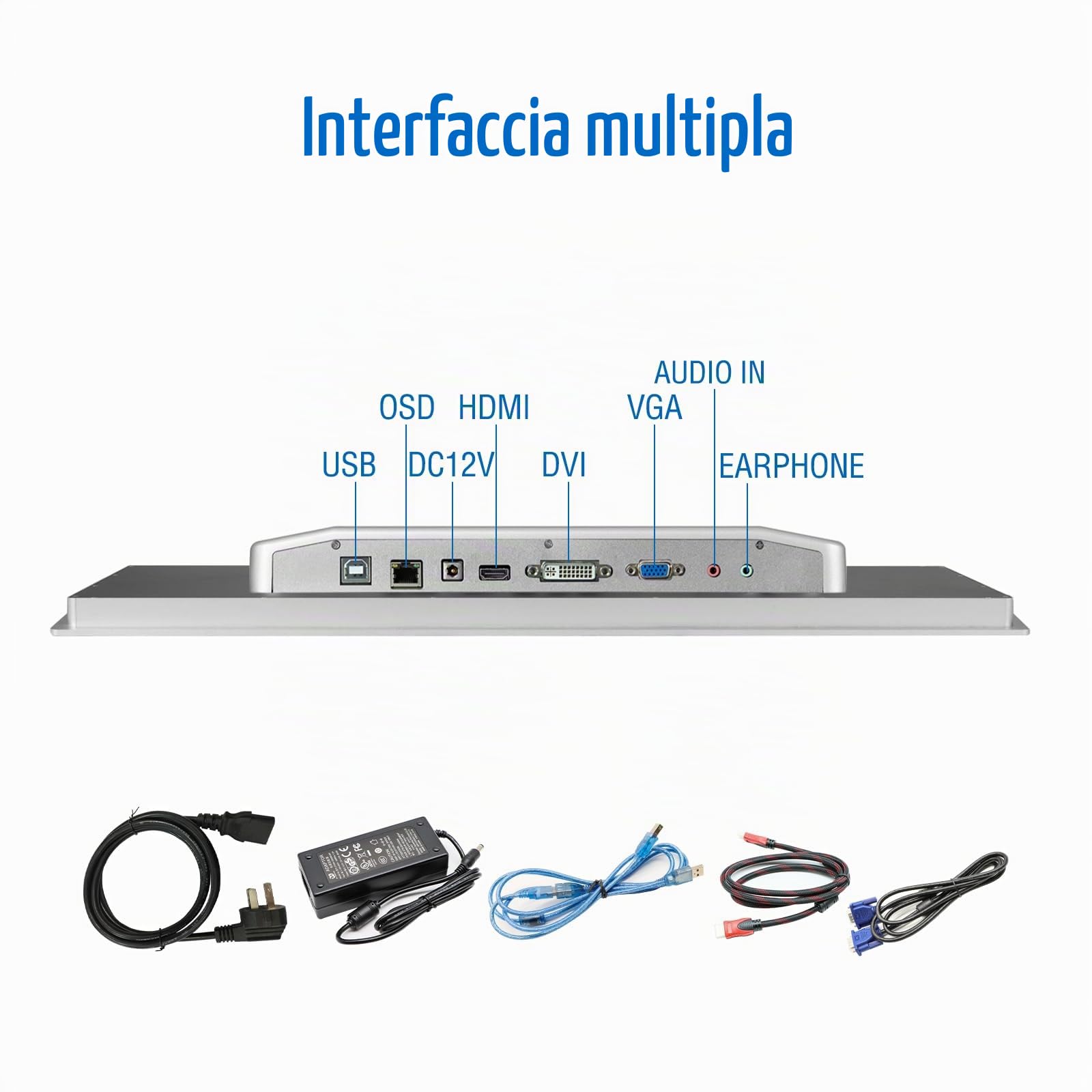 GreenTouch Monitor industriale 15,6 pollici con touchscreen incorporato ad alta risoluzione, pannello frontale IP65, display con custodia in metallo robusto - 1920x1080