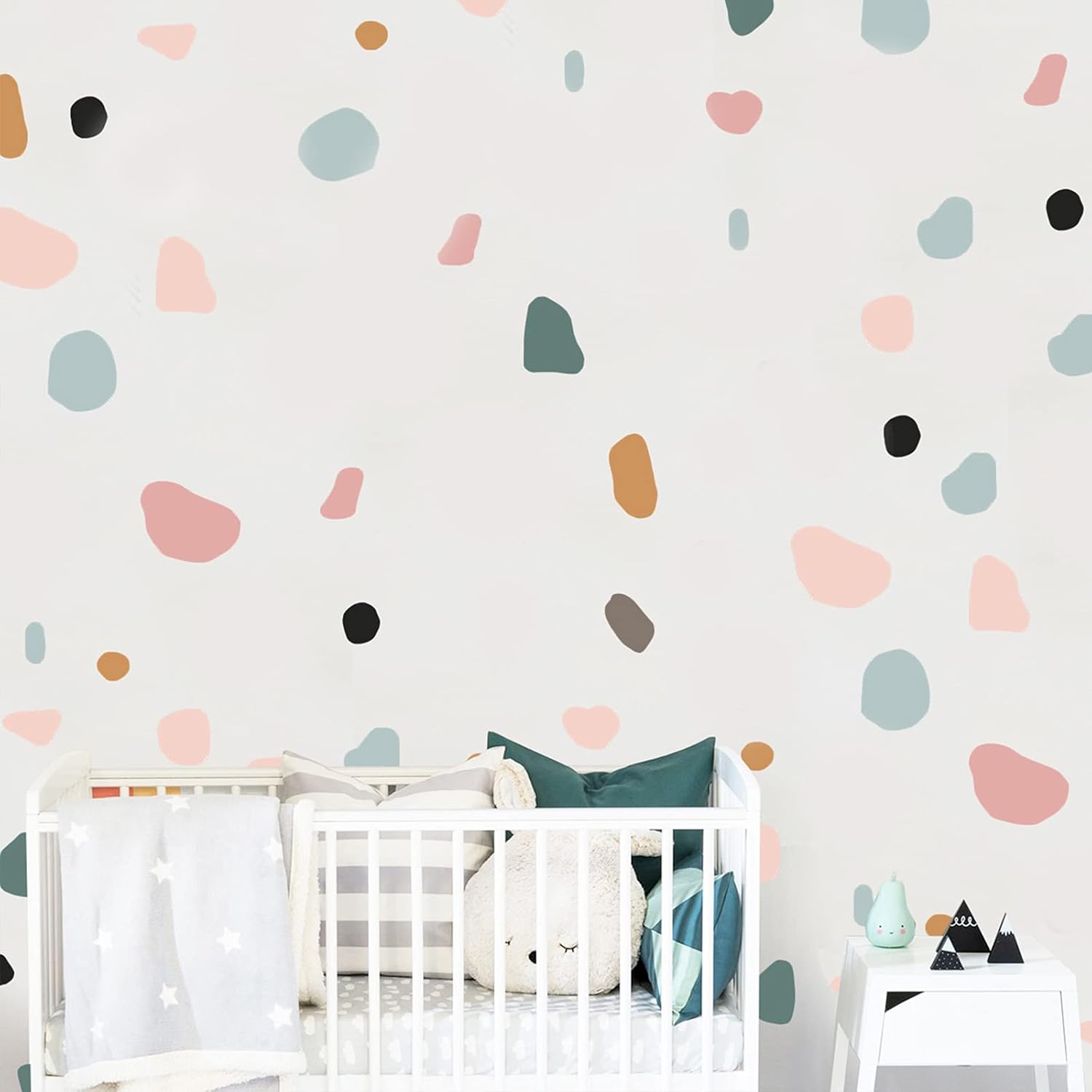 Boho Polka Dot Wall Stickers, iinuu Bohemian Style Neutral Wall Decals for Bedroom Living Room Office Nursery(1)