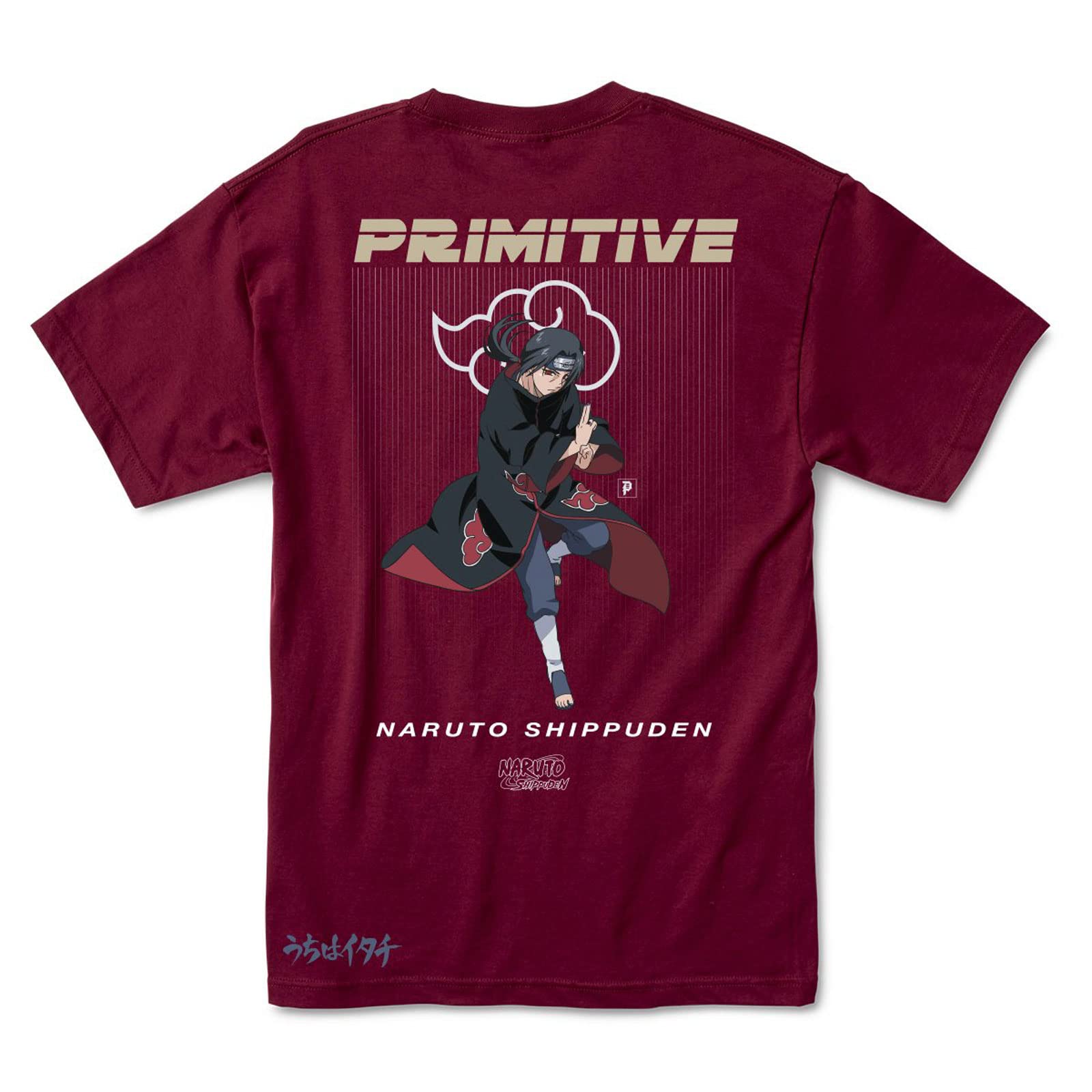 Primitive Skateboardingx Naruto Shippuden Itachi Uchiha Men's Short Sleeve T Shirt Red L