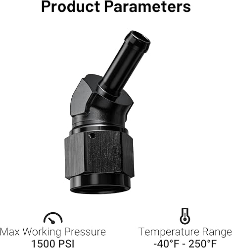 Vista 59 de EVIL ENERGY 8AN hembra a manguera de púas de 1/2 pulgada giratoria de 45 grados