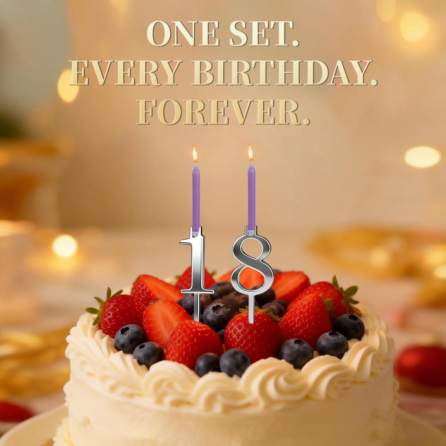 Reusable Number Birthday Candle Holder Set, Silver 0–9 Digital Style Holders for Cakes, Birthday & Anniversary Celebrations (1PC)