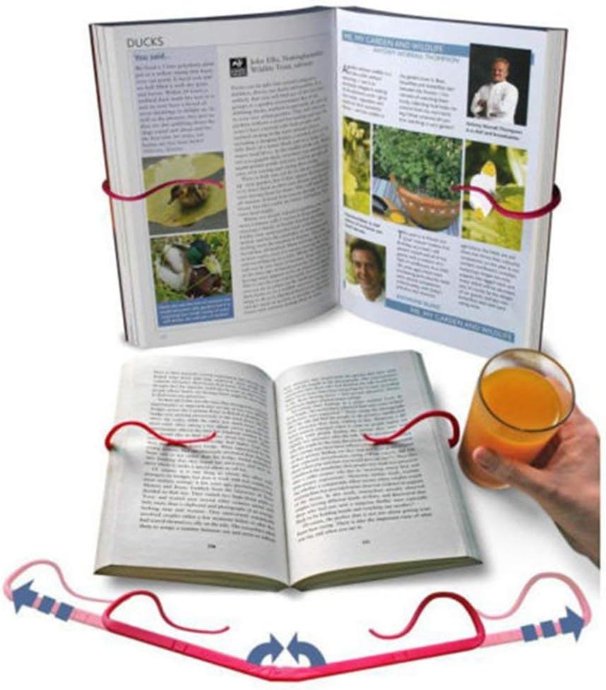 Adjustable Hands Free Reading Bracket Book Pages Holder for Reading Portable Book Stand Support Clamp Foldable Relaxed Book Support Clip for Office Outdoor & Outside Reading Stand (Pink)