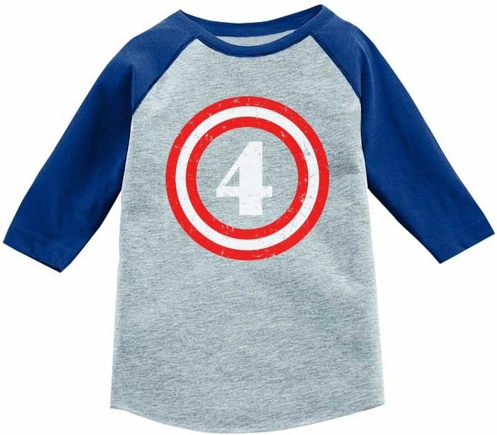 Tstars Captain 4th 4 Year Old Birthday Gift 3/4 Sleeve Baseball Jersey Toddler Shirt