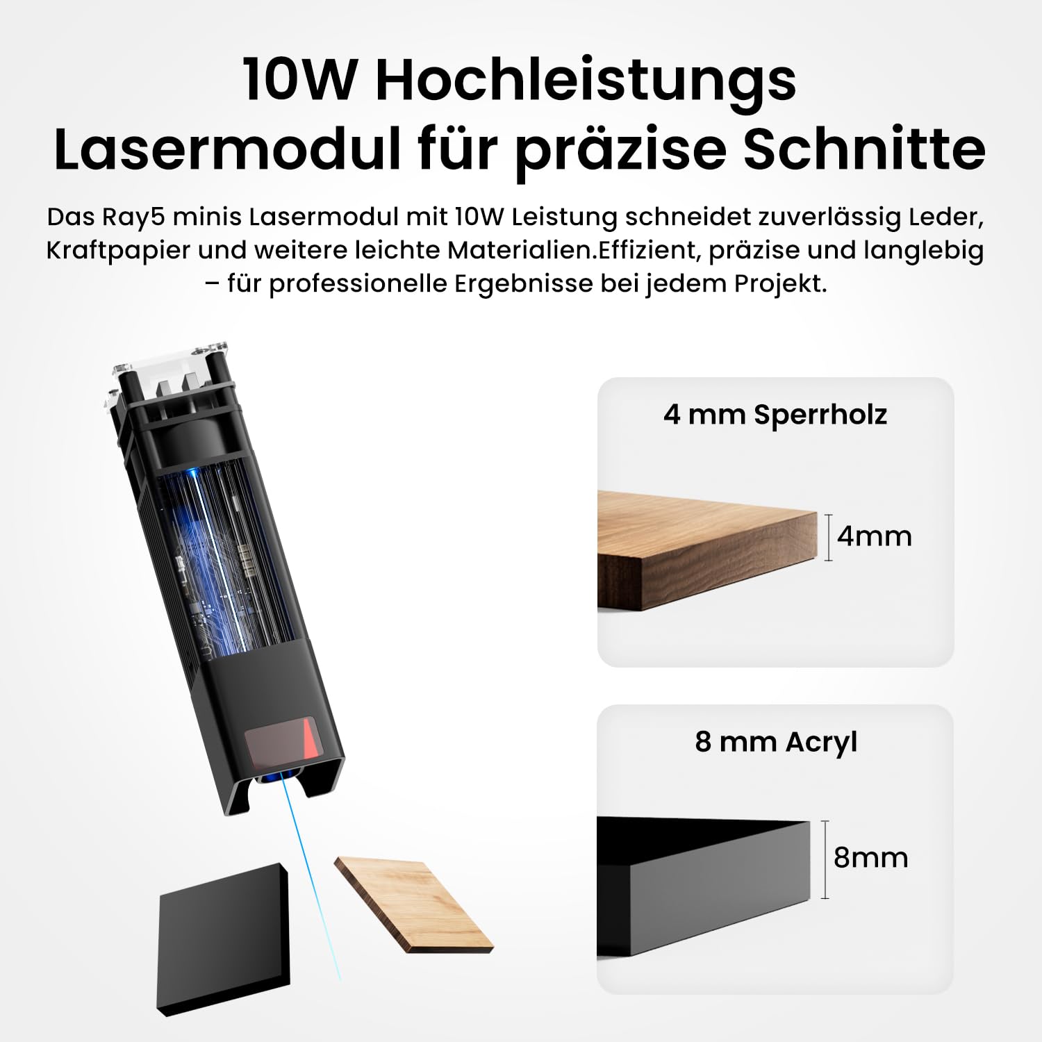 LONGER RAY5 MiniS 10W Lasergravurmaschine mit WiFi & APP, 130x120mm Gravurfläche, 12000mm/min, FDA Klasse 1, Türerkennung & Not-Aus, Plug & Play Laser Cutter für Holz, Leder, Acryl