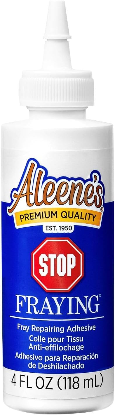 Aleene's Stop Fraying Fray Repairing Adhesive, Seam Sealing Glue for Frayed Edges on Fabric, 4 fl oz