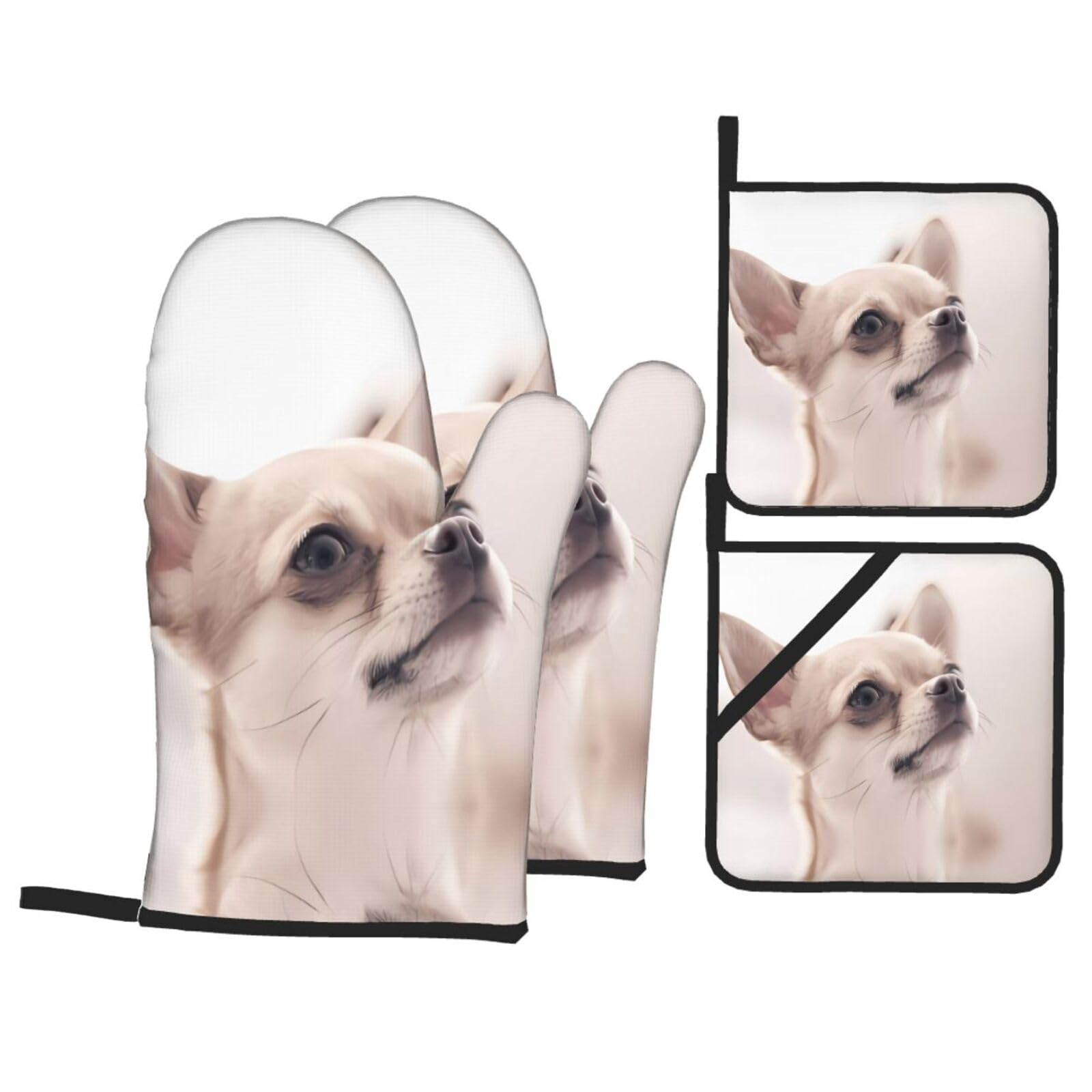 Set de cocina para hornear Chihuahua de 4 piezas y accesorios impresos para repostería