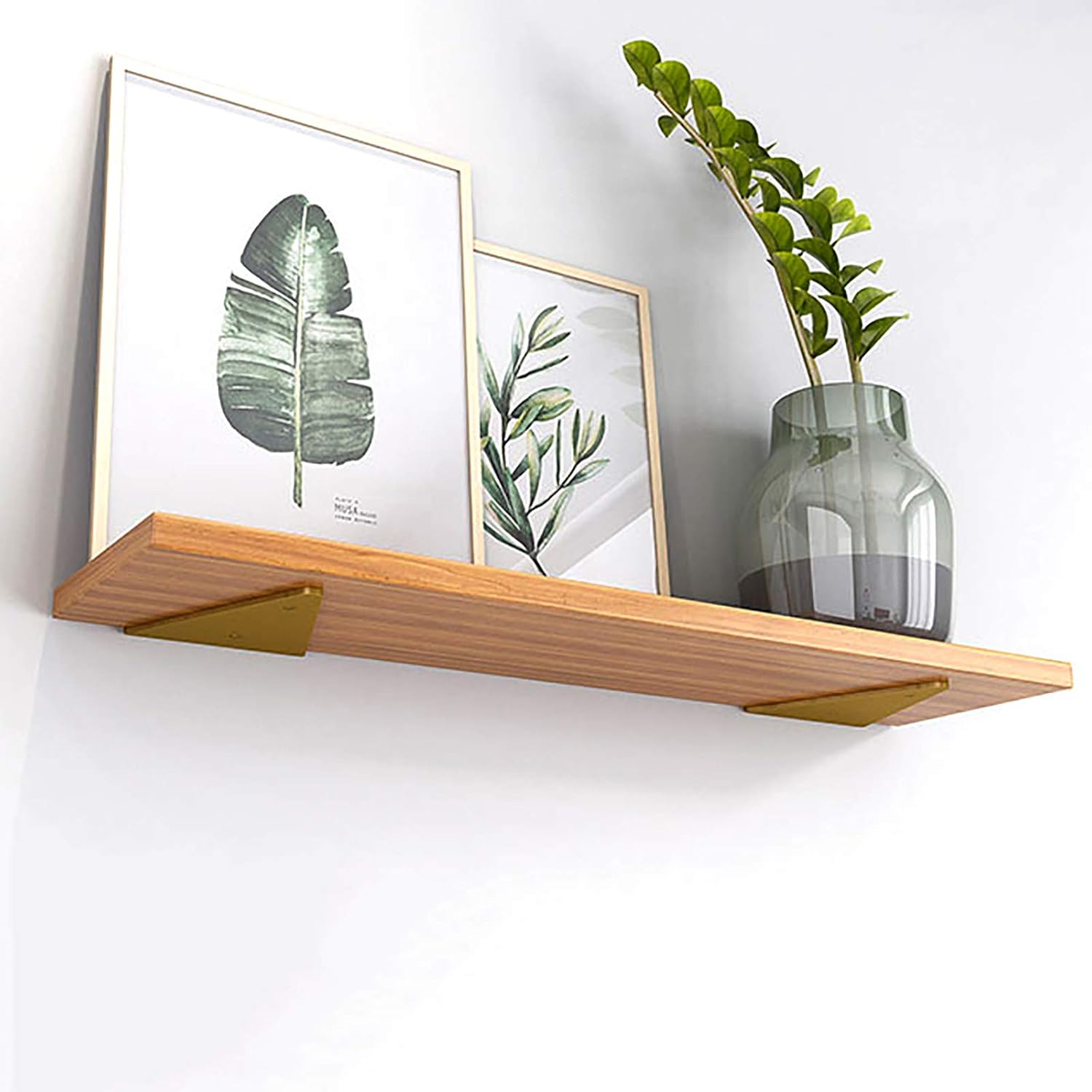 2pcs Shelf Brackets Triangle Shelving Support with Screws Floating Shelf Bracket Decorative Shelf Brackets Metal Supports Iron Multifunctional Floating Bracket Support for DIY Shelves,Gold,140mm/5.5 i