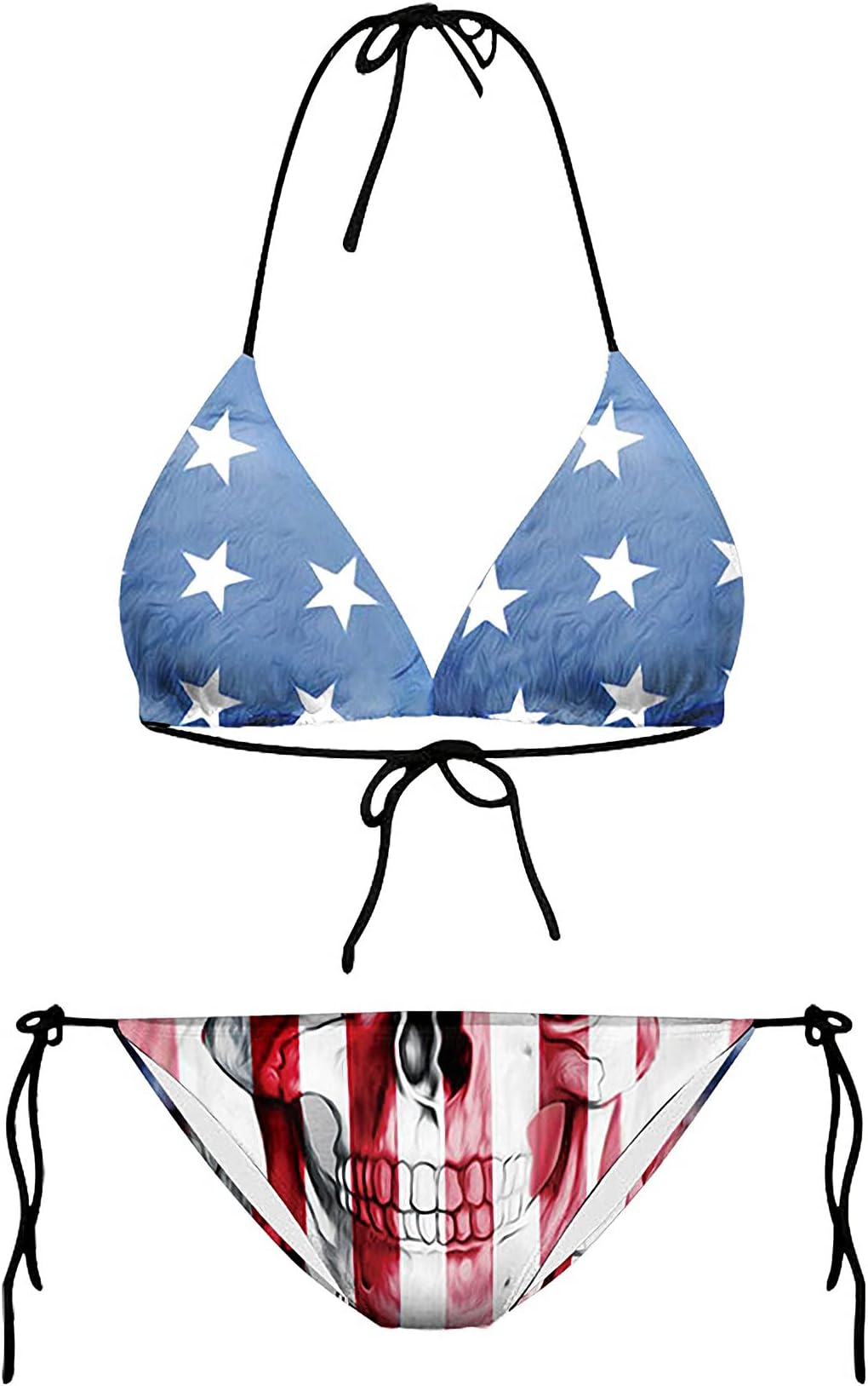 Kurop Women's Fashion Sexy American Flag Print Bikini Set Swimsuits
