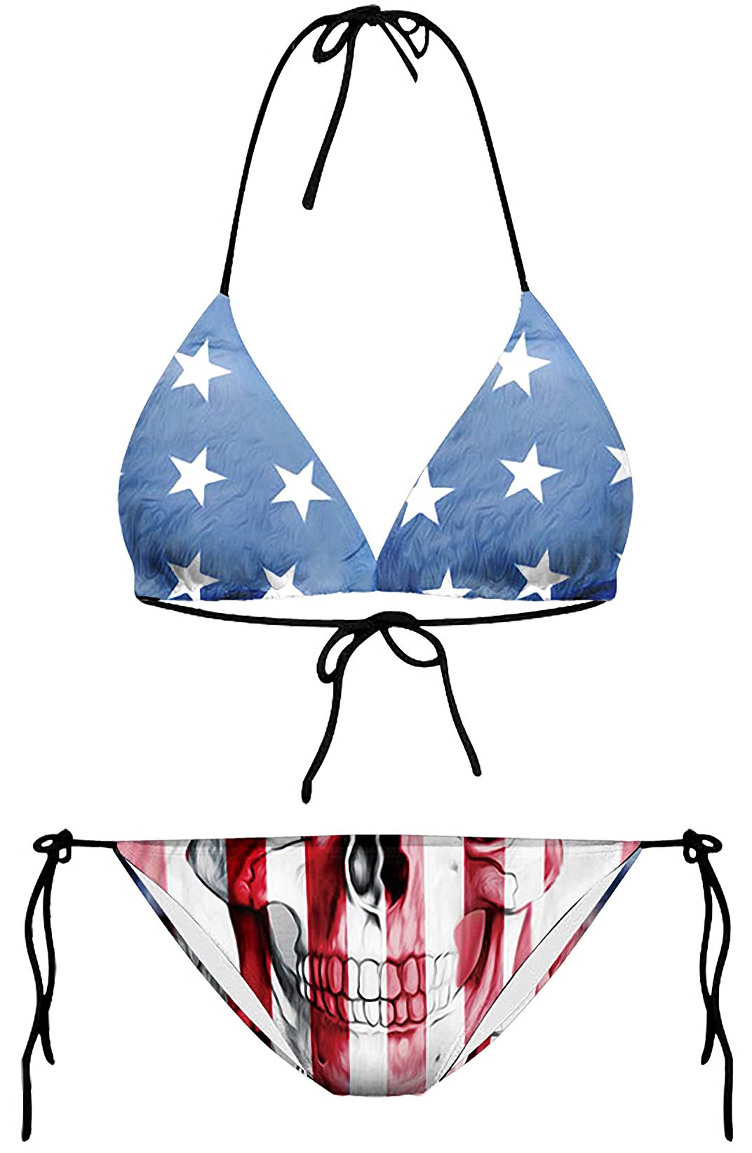 Kurop Women's Fashion Sexy American Flag Print Bikini Set Swimsuits