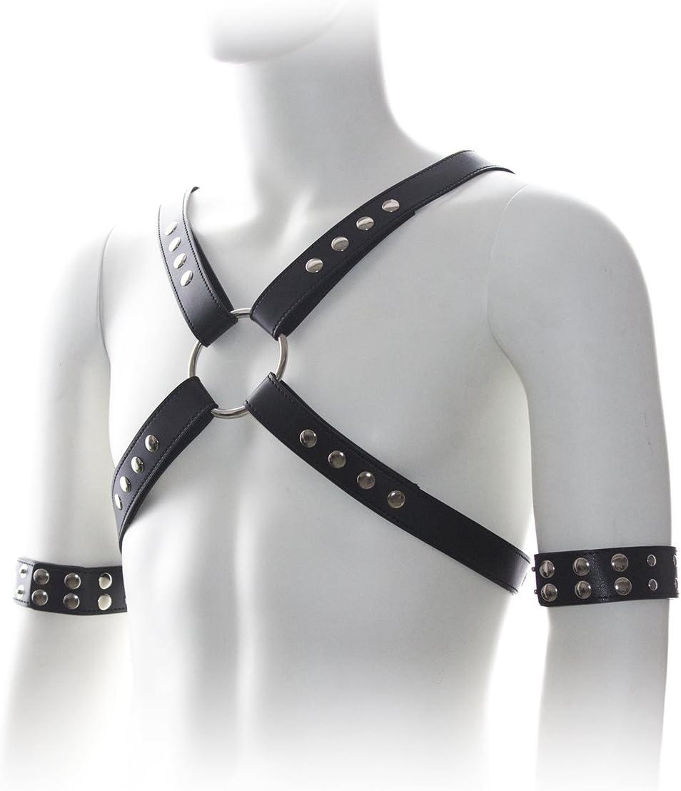 BDSM Adult Men's Adjustable Restraint with arms, Armbands,Bondage Chest Straps, Sexy Flirting Supplies, Stage Performance Attire
