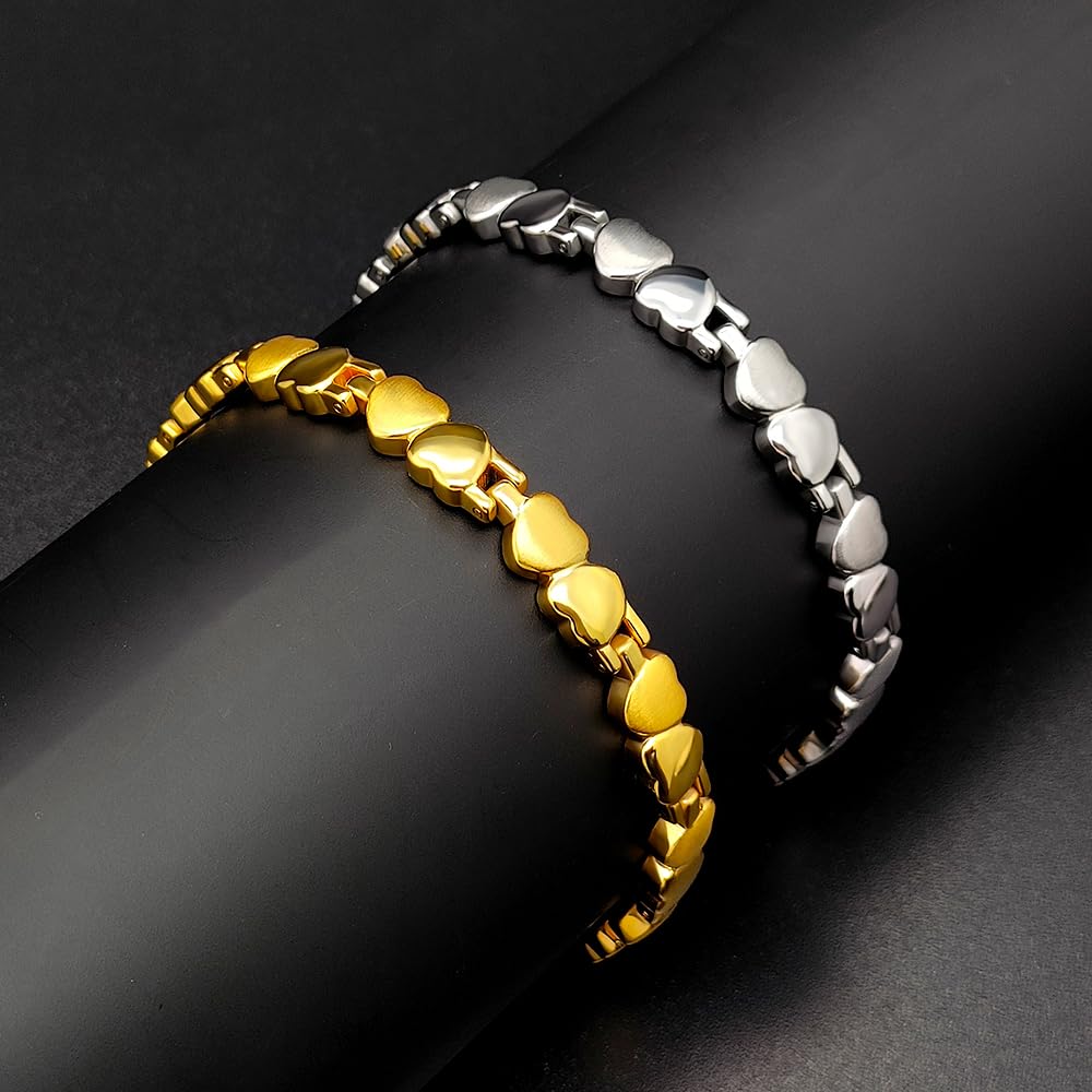 Love Energetix Bracelet magnétique en titane pour femme avec outil de réglage de la taille, boîte cadeau (3500 gauss)