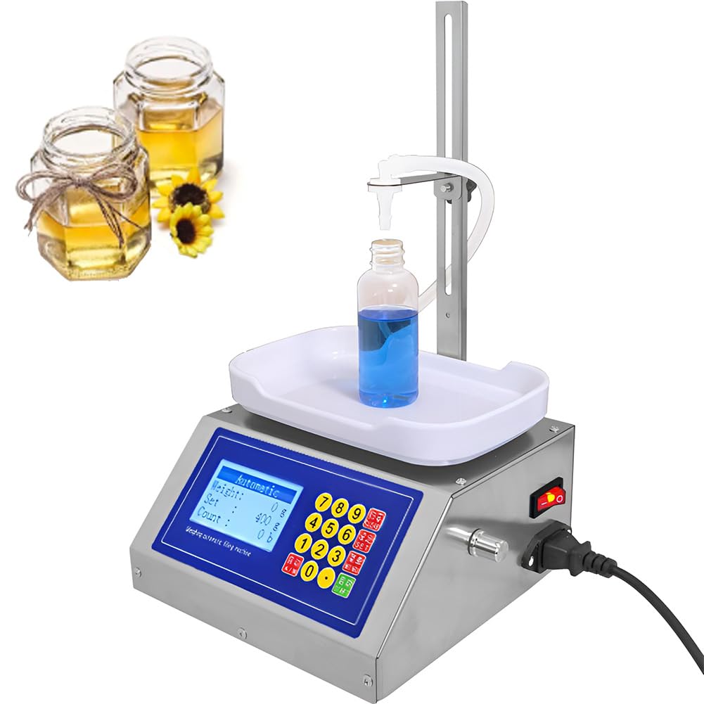 Small Liquid Filling Machine, Automatic Weighing Filling Machine, Viscous Liquid Filling Machine Honey Bottle Filler Bottle Filling Machine, 0-20 cm Adjustable Filling Height, for Solution, Perfume