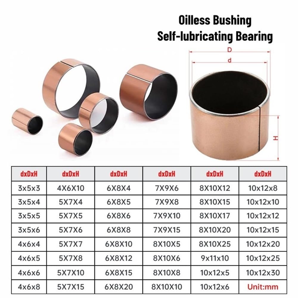 10 Stück ölfreie, selbstschmierende Kupferbuchsen – 10 mm, 9 mm, 8 mm Verbundlager for Anwendungen mit hoher Belastung(6x8x12mm)