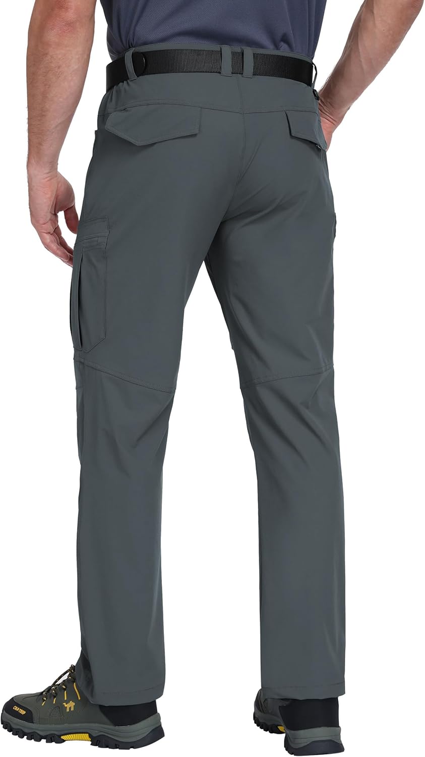 Mens Hiking Pants Lightweight Nylon Stretch Cargo Work Pants for Men Waterproof with Pockets - Image 2