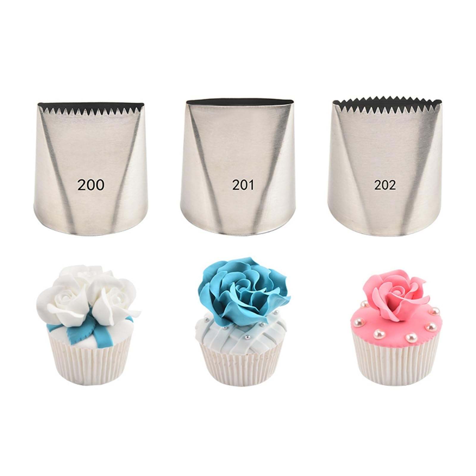 Set di 3 beccucci russi per decorare torte, per pasticceria, cupcake, torte, biscotti (3 pezzi)