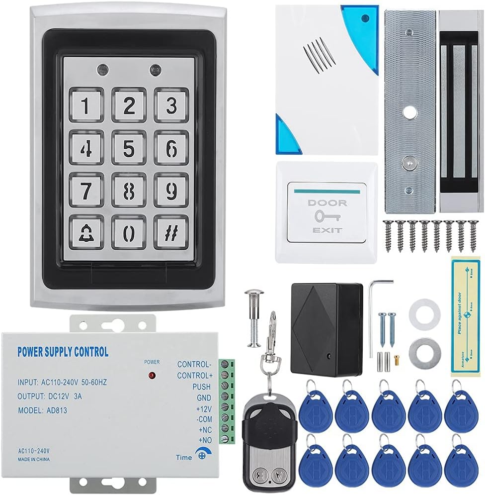 Door Access Control System Access Control Card Password Door Security System Kit Single Door Magnetic Lock IP/TCP RFID Door Entry keypad with EXIT Button