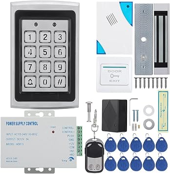 Door Access Control System Access Control Card Password Door Security System Kit Single Door Magnetic Lock IP/TCP RFID Door Entry keypad with EXIT Button