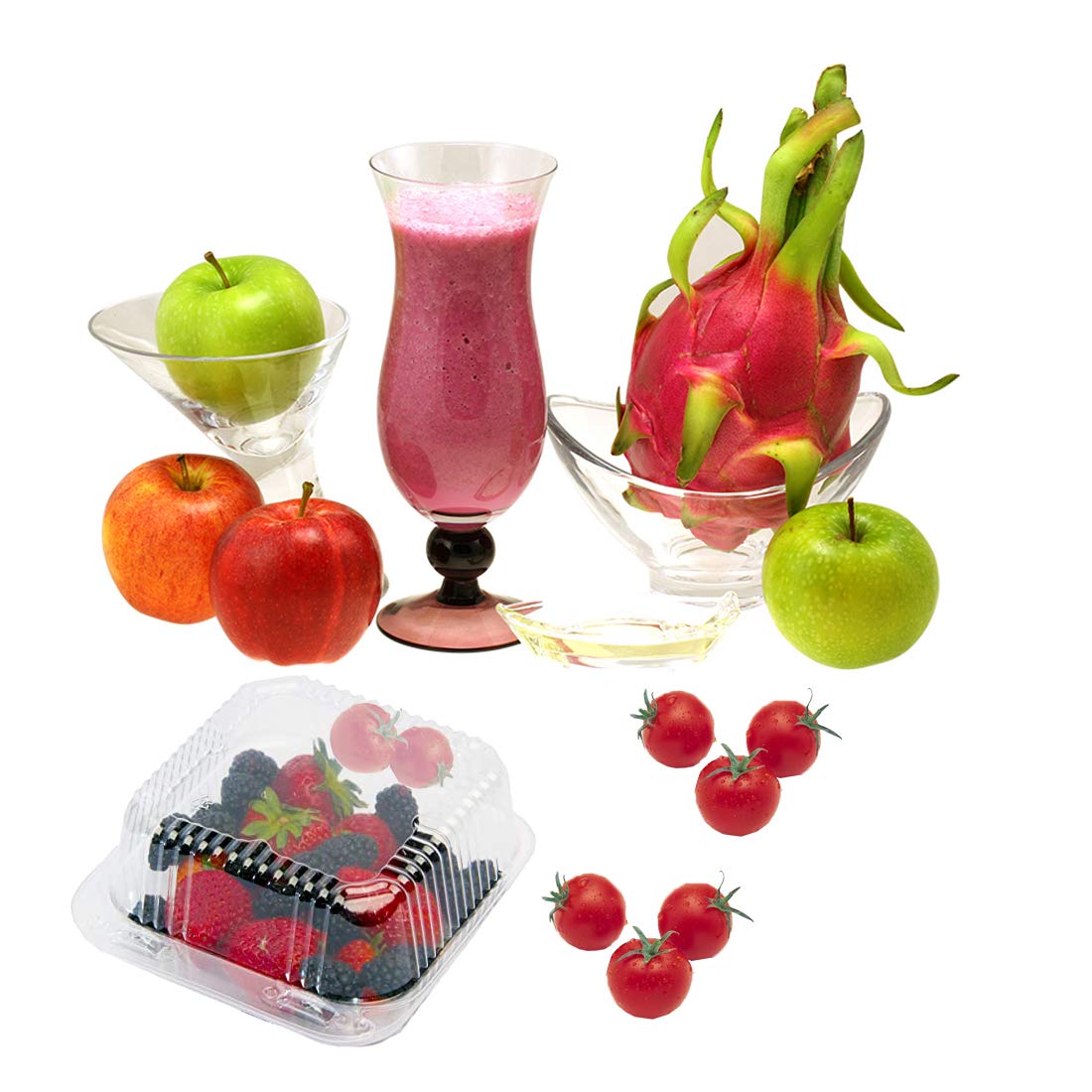 50 Pcs Clear Plastic Take Out Containers,Square Hinged Food Cake Slice