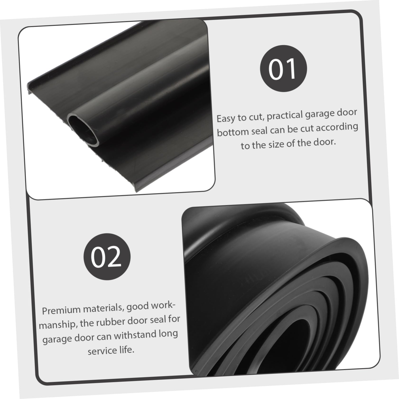 Cabilock 2 Pezzi Guarnizione Della Porta Del Garage Weatherstripping Striscia Di Tenuta Sigillo Del Tempo Della Porta Forma Sigilli Isolare Spogliarello Protezione Nero Gomma Da Cancellare