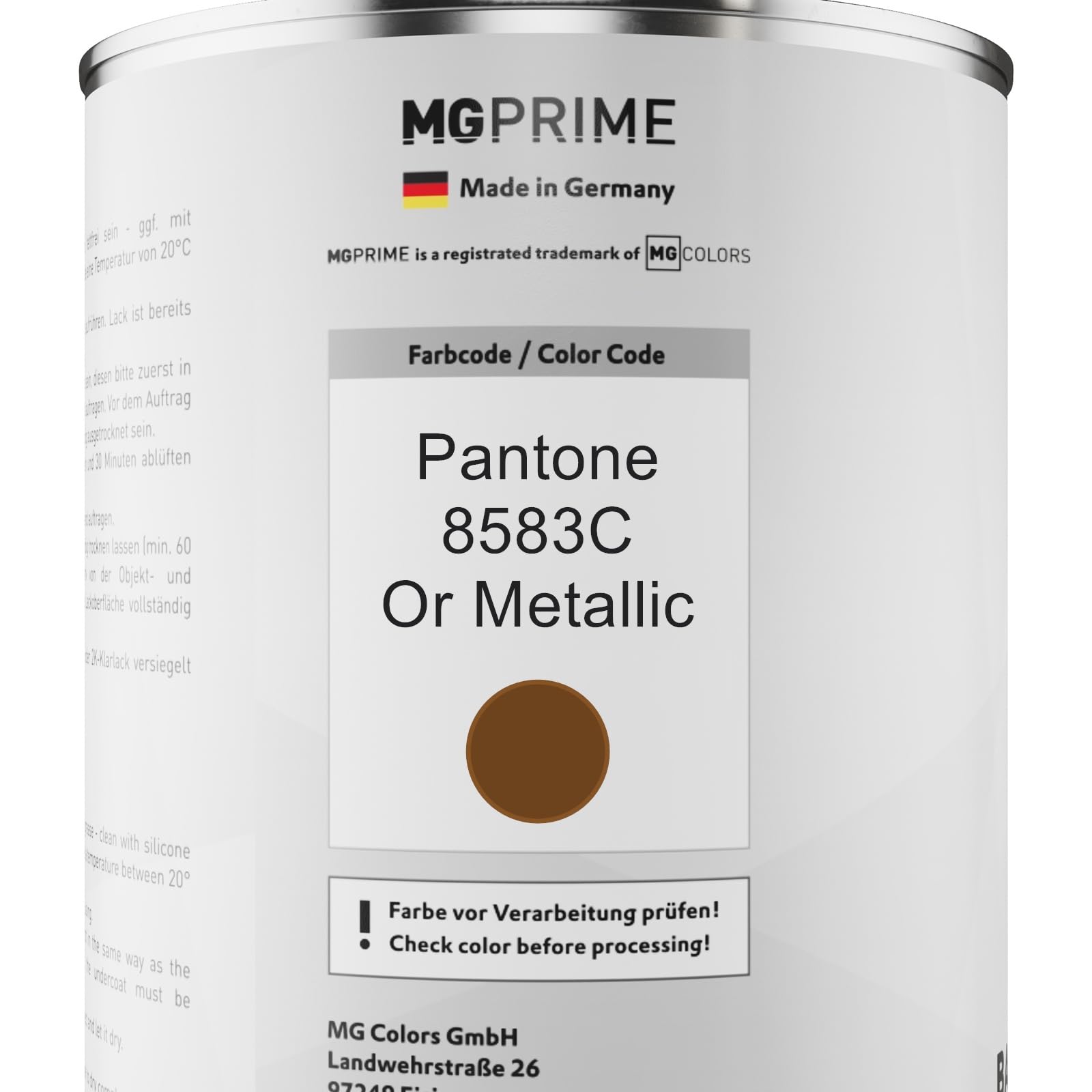 Pantone 8583C Or Metallic bote de pintura + barniz 2K brillante 2,5 L