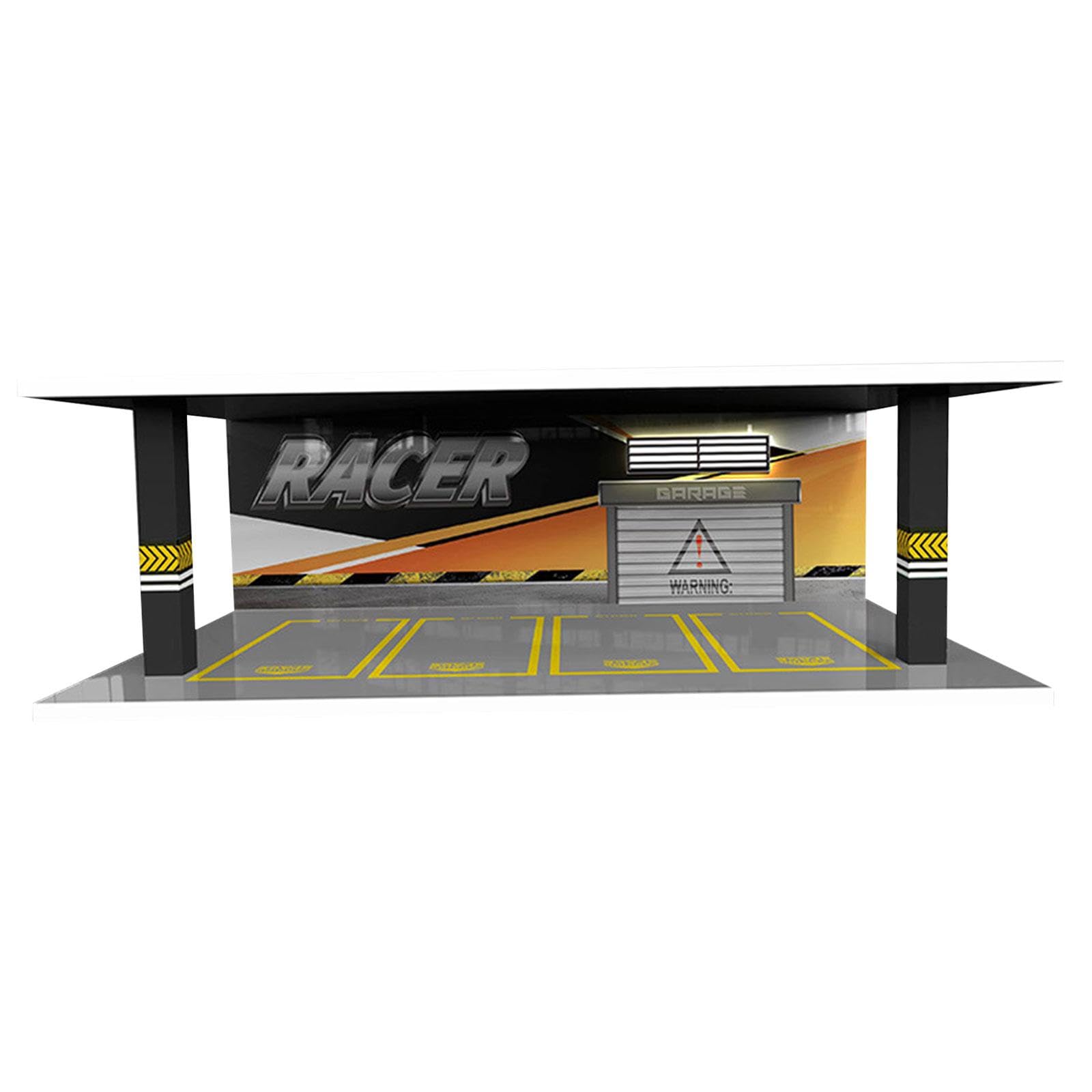 Vitrina para Coches a Escala Caja Expositor Garaje Maqueta Estuche Transparente con Tapa LED Mejora La Visualización Adecuada para Colección P, Estilo H
