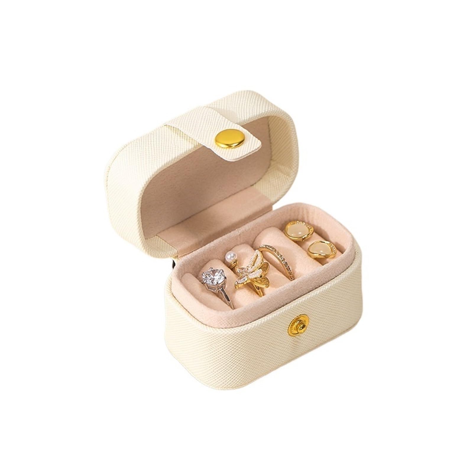 Travel Jewellery Box Mini Jewelry Storage Box Portable Home Travel Earrings Necklace Case(A-White)