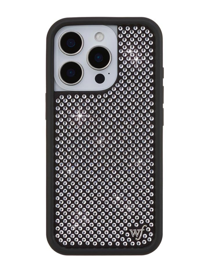 Image of Wildflower Cases - iPhone 16 Pro Compatible - Rhinestones - White | Impact-Certified 6.5 ft Drop Protection Case, Raised Protective Bumper, Cute Aesthetic Design, Women-Owned Small Business