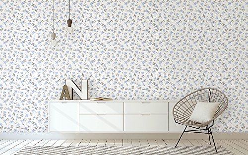 Papel de Parede, Floral, Azul, 1000x52 cm, Bobinex Uau