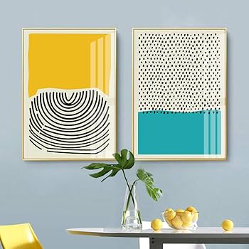 Amazon.co.jp: モダン カラフル ブルー イエロー 絵画インテリア 抽象