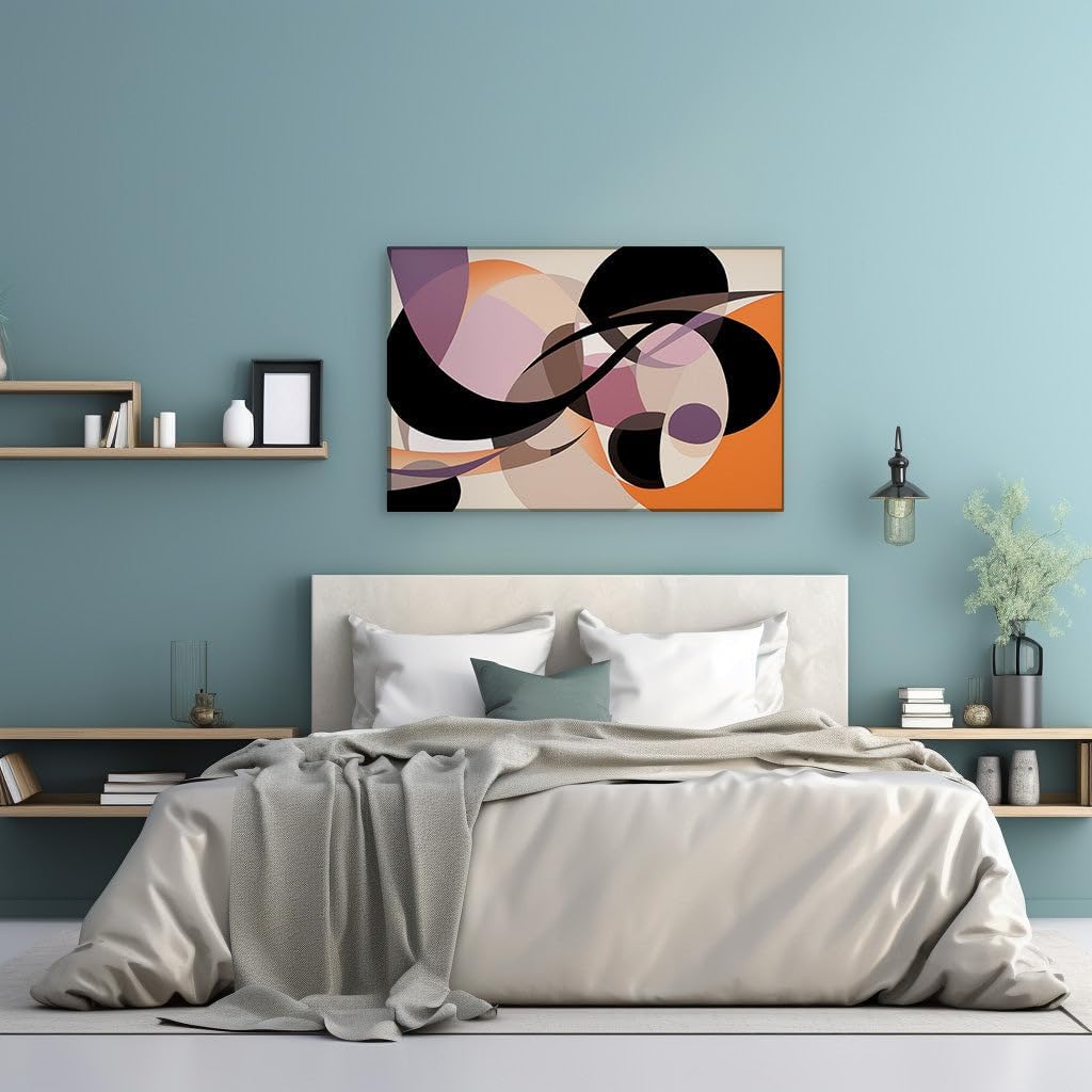 Canvas for Living room. Unleashing Energy in Geometry: A Dance of Shapes and Hues, 27 x 18 inch Canvas Wall Art - Contemporary Masterpieces - Modern Home Decor