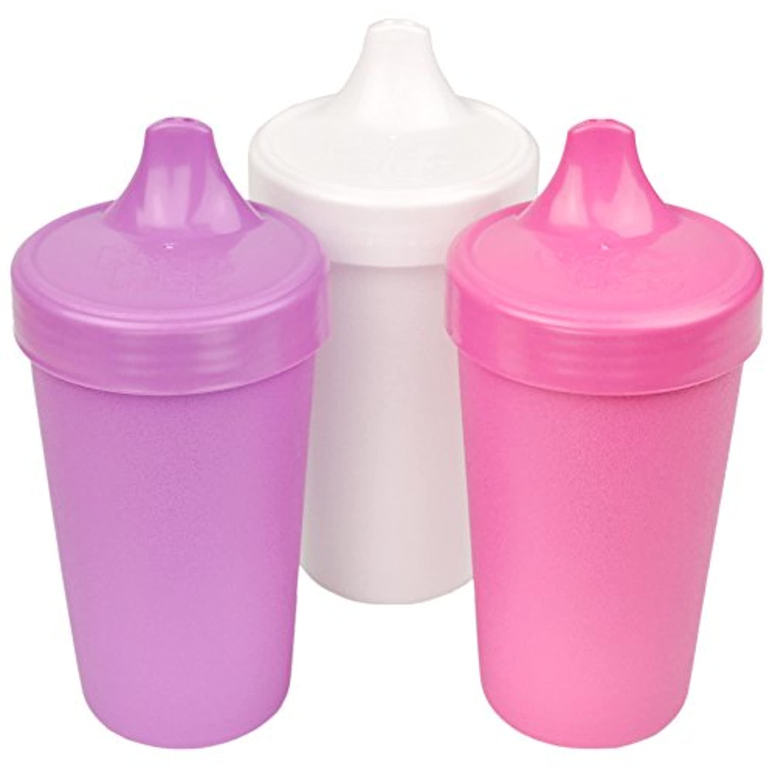 Re-PlayMade in USA 10 Oz. Sippy Cups for Toddlers, Set of 3 - Reusable Spill Proof Cups for Kids, Dishwasher/Microwave Safe - Hard Spout Sippy Cups for Toddlers 3.13" x 6.25", Berry