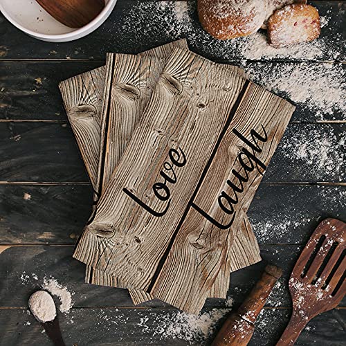 Museday Kitchen Towels Dishcloths Set Live Love Laugh Fresh Sunflower Petal Farm Vintage Wood Grain Absorbent Dish Towels Dish Cloths For Drying Kitchen Hand Towels Decorative Tea Towels #TOP1