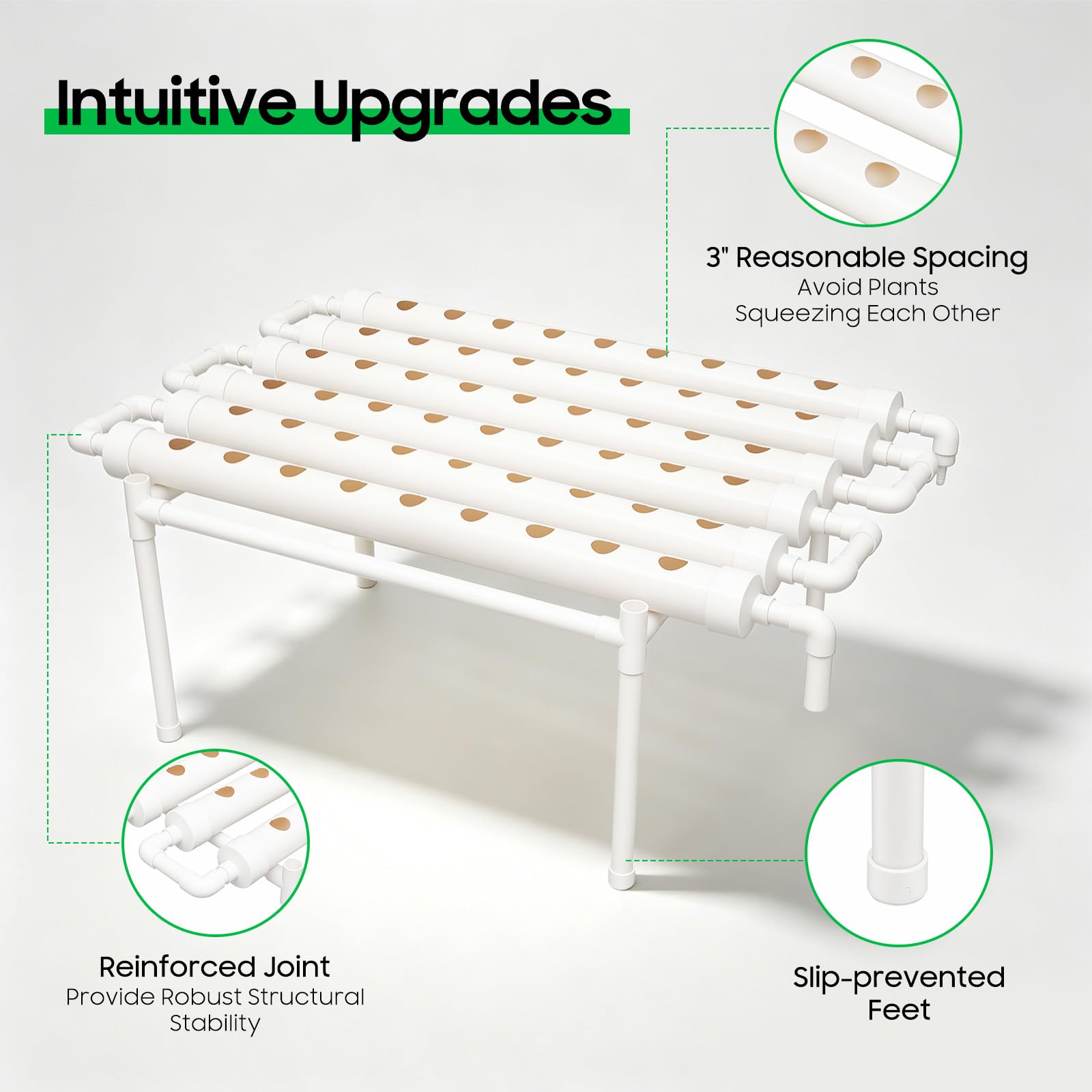 Hydroponic Grow Kit & Hydroponic System - Sistemas de cultivo de plantas sin tierra | Tubería hidropónica de PVC | Sistema de cultivo hidropónico para hortalizas hidropónicas (1 capa, 54 ubicaciones)