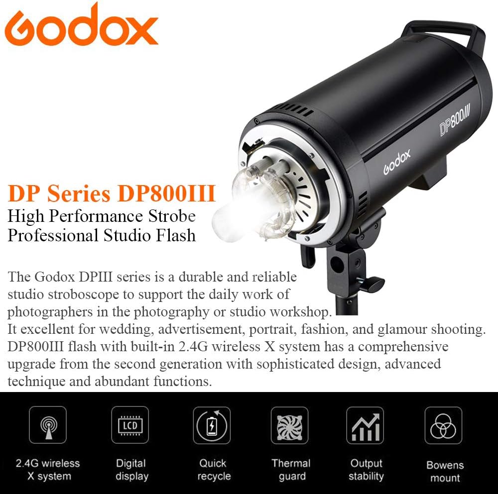 GODOX DP800III Professional Studio Flash 1s Recycling Time GN126 5600k 800Ws Bowens Mount 150W Modeling Lamp