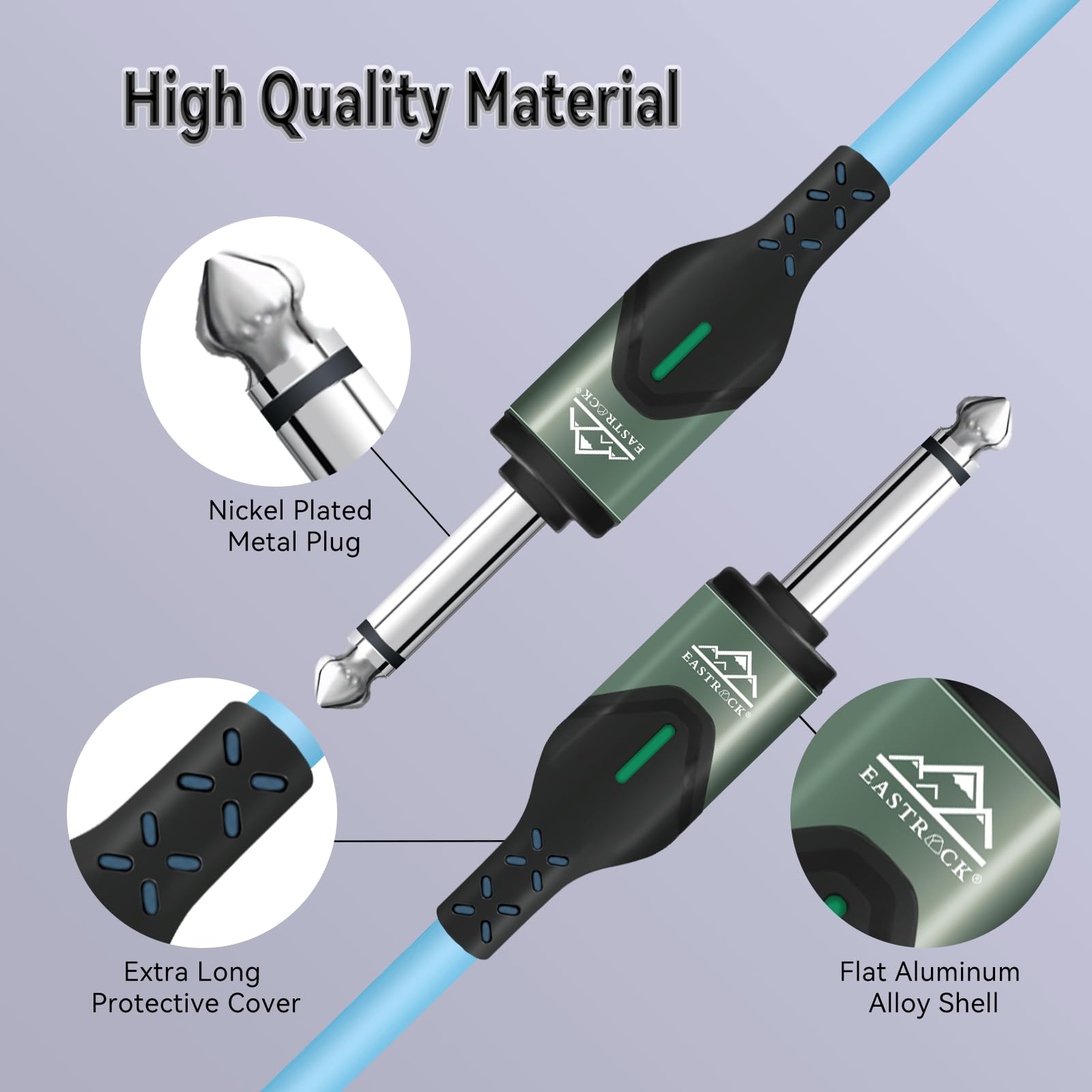 Cavo Chitarra EASTROCK 10 Piedi (3m) - Professionale TRS, Per Chitarra Elettrica, Basso E AMP